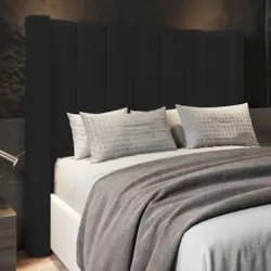 Cabeceira Casal King Cama Box 195cm Claire Z04 Veludo Preto - Mpozenat