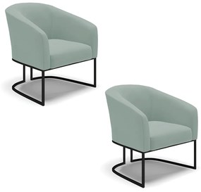 Poltrona Decorativa Industrial Preto Kit 2 Stella Cotelê Ext/Veludo D03 - D'Rossi - Menta