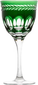 Taça de Cristal Lapidado Artesanal p/ Vinho Branco Libélula - Verde Escuro - 17 Verde Escuro - 17