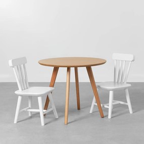 Conjunto Mesa Infantil Square Laminada Natural - 68cm + 2 Cadeiras Cissa - Branco