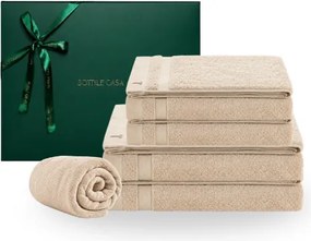 Jogo de Banho 5 pçs Trussardi 100% Algodão Marini c/ Caixa de Presente Natal - Soft Rose  Soft Rose