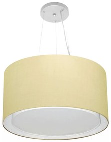 Lustre Pendente Cilíndrico Duplo Md-4299 Cúpula em Tecido 45x30cm Algodão Crú - Bivolt