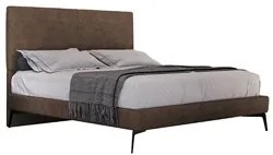 Cama Casal com Cabeceira 145cm Pés Metálicos Elisa S05 Veludo Marrom -
