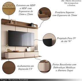 Home Painel Galax Suspenso para TV até 70 Polegadas Off White/Castanho G26 - Hb Móveis