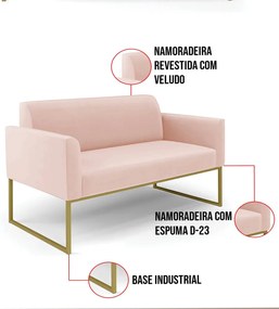 Kit 2 Poltronas Base Industrial Dourado Marisa Veludo - Rose