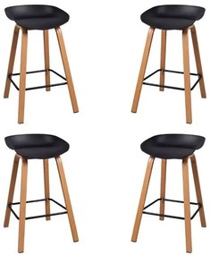 Kit 04 Banquetas Toledo Média Preta Base Aço 74cm - 73465 Sun House