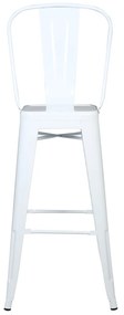 Banqueta Alta com Encosto Iron Branco Base Metálica - D'Rossi