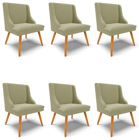 Cadeira Sala de Jantar Pé Palito Castanho Kit 6 Liz Boucle D03 - D'Rossi - Pistache