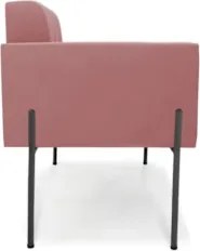 Poltrona Para Sala Pé Metal Preto Kit 2 Ana Suede Rosê - Ibiza