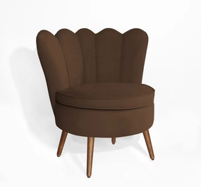 Poltrona Decorativa Dália Pés Palito Veludo Marrom
