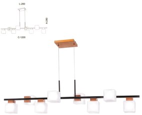 Pendente Retangular Vidro Quadrado 120X28X26Cm Metal E Cubo 08Xg9 | Ol... (PRETO, AMBAR)