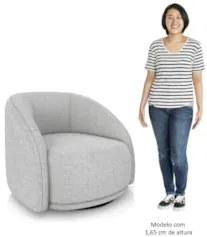 Poltrona Decorativa Orgânica Giratória Kit 2 Lya Z32 Linho Cinza Claro