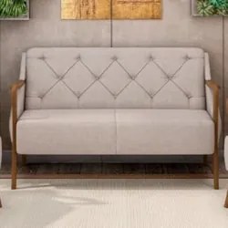 Poltrona Namoradeira 2 Lugares 135cm Capitonê Lapa Z32 Linho Cinza - M