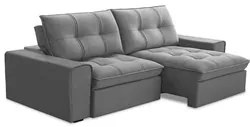 Sofá Retrátil Reclinável 3 Lugares 230cm Argon F05 Veludo Prata - Mpoz