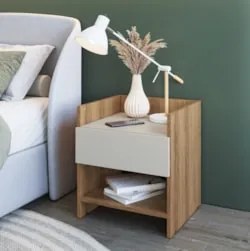 Mesa de Cabeceira 40cm com 1 Gaveta Freyr Mel/Arenas F10 - Mpozenato