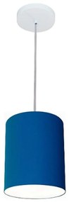 Lustre Pendente Cilíndrico Md-4012 Cúpula em Tecido 18x25cm Azul Marinho - Bivolt