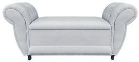 Recamier com Baú Grécia 195 cm Namoradeira Calçadeira Suede Cinza D'Rossi