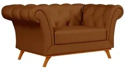 Sofá 150cm 2 Lugares Base Madeira Império C-262 Veludo Telha - Domi