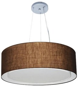 Lustre Pendente Cilíndrico Duplo Md-4126 Cúpula em Tecido 80x30cm Café - Bivolt