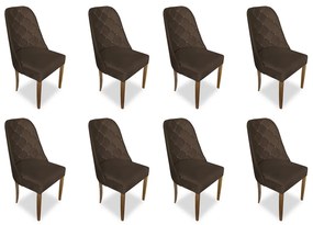 kit com 8 Cadeiras de Jantar Dublin Suede Marrom
