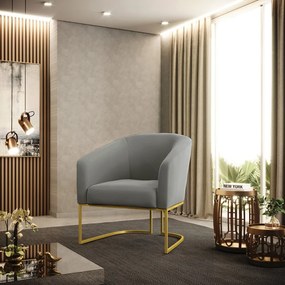 Poltrona Decorativa Industrial Dourado kit 2 Stella Suede D03 - D'Rossi - Grafite