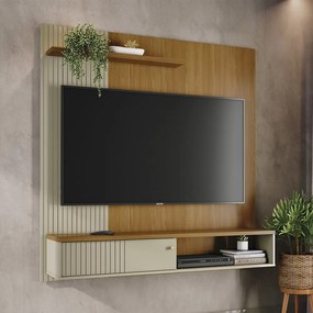 Painel TV 65 Pol 161cm Bancada Suspensa para Sala Dorema M20 - D'Rossi - Cumaru e Opala