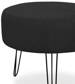 Kit 04 Puffs Redondos para Sala Chloe Suede Preto
