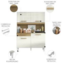 Armário de Cozinha Compacta 121cm Lyan Atacama/Off A15   - Mpozenato