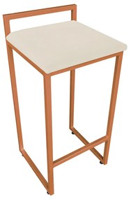 Banqueta Alta Lavínia Suede Bege Base Cobre - D'Rossi