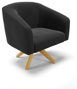 Poltrona Decorativa Giratória MA30 Stella Suede Preto D03 - D'Rossi