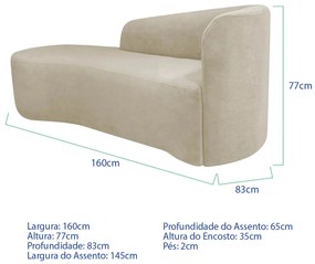 Kit Sofá Curvo França 160cm L.E e 2 Poltronas Luiza Max Conforto, Elegância e Design Moderno Linho