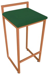 Banqueta Alta Industrial Pietra Suede Verde Base Cobre D'Rossi