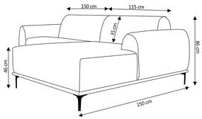 Sofá 4 Lugares Bipartido com Chaise Lado Esquerdo Base de Madeira Euro 265 cm Veludo Telha G15 - Gran Belo