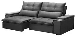 Sofá Retrátil Reclinável 3 Lugares 230cm Moritz F05 Veludo Grafite - M