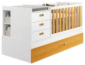 Berço Multifuncional 3 em 1 Luna com Cama Auxiliar - Branco Fosco e Savana