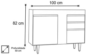 Balcão de Cozinha Lavanderia sem Tampo 02 Gavetas Bia 100 cm L06 - D'Rossi - Preto e Cinza