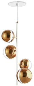 Pendente Vertical C/ Globo Filete Ø30X30X50Cm Metal E Vidro 4 X G9 Glo... (HONEY, FOSCO)