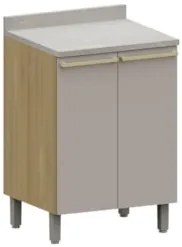 Balcão de Cozinha Com Tampo 60cm 2 Portas Mirella Freijó/Cinammon L01
