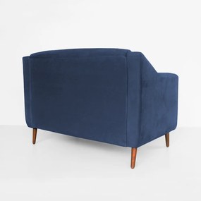 Namoradeira Bruna 1,20 m 2 Lugares Pés Palito Suede Azul Marinho