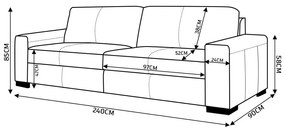 Sofá 4 Lugares Sala de Estar Pés Madeira Aisla 240 cm Couro Camel G43 - Gran Belo