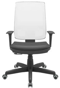 Cadeira Office Brizza Tela Branca Assento Vinil Preto RelaxPlax Base Standard 120cm - 63885 Sun House