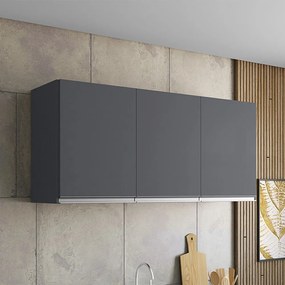 Armário Cozinha Aéreo 120cm 3 Portas Leticia A01 - D'Rossi - Cinza