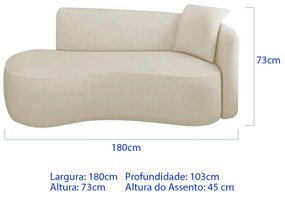 Kit Divã Recamier 180cm e Poltrona Luxo Suíça Lado Esquerdo Linho