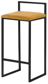 Banqueta Decorativa Jasmine Base Preto Suede Mostarda G41 - Gran Belo