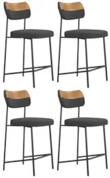 Banqueta Cozinha Média Kit 4 Milli Linho Grafite/Caramelo A14 - Mpozen