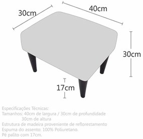 Banquinho Acolchoado Suprema em Suede com Pés Palito - Círculos Preto