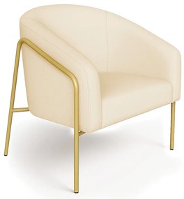 Poltrona Sala Industrial Alta Dourado Stella Linho D03 - D'Rossi - Bege