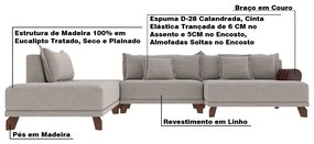 Sofá de Canto Esquerdo 328cm Japa Linho Bege G52 - Gran Belo