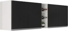 Armário de Cozinha Aéreo Califórnia 180cm Kit 2 com Nicho Adega Branco
