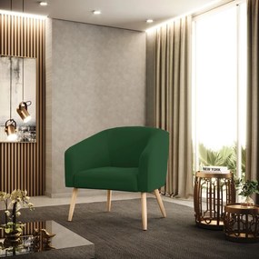 Poltrona Stella Veludo Verde Pés Palito Natural - D'Rossi